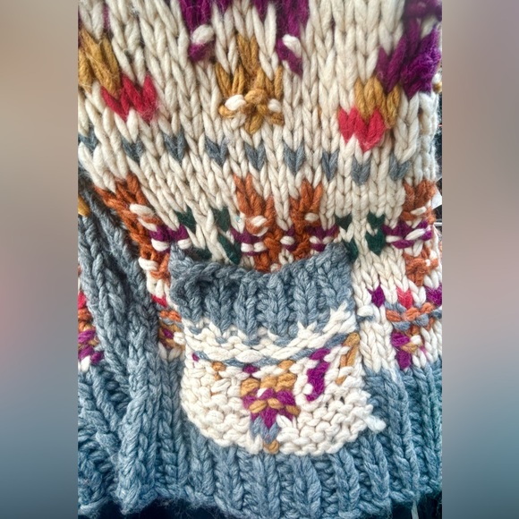 Anthropologie Cream and Red Patterned Cardigan - Picture 7 of 9